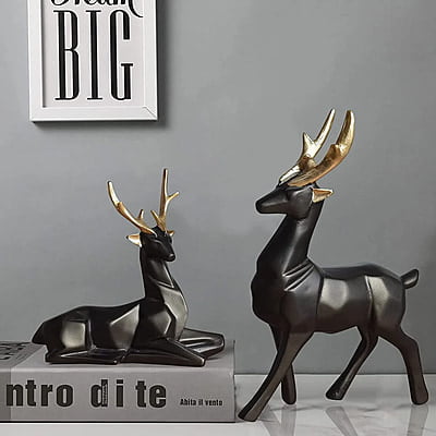 Reindeer Showpiece Modern Art Deer Statue Animal Figurine for Home Decor Living Room