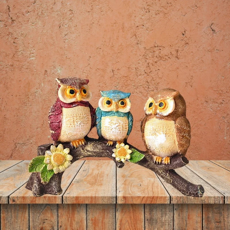 Elegant Three Owl Showpiece on Branch for Luxurious Home Decor Elegant Three Owl Showpiece on Branch for Luxurious Home Decor