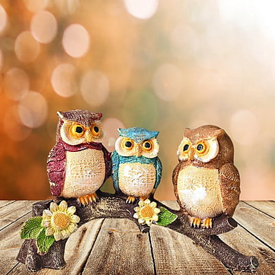 Elegant Three Owl Showpiece on Branch for Luxurious Home Decor Elegant Three Owl Showpiece on Branch for Luxurious Home Decor